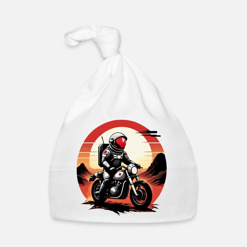 Astronaute faisant la course sur Mars à moto Bonnet bio Bébé