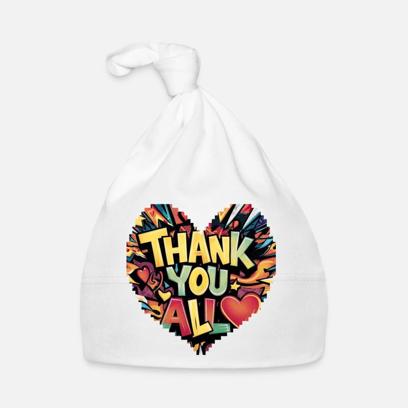 Buntes Dankeschön-Herz-Design Baby Bio-Mütze