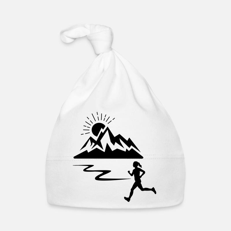 Runner woman with mountains Organic Baby Cap