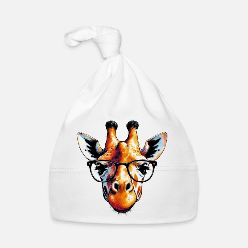 Giraffe with Glasses Organic Baby Cap
