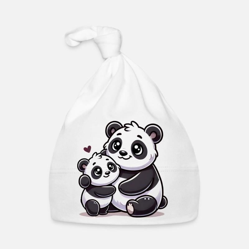 Parent panda aimant avec enfant Bonnet bio Bébé