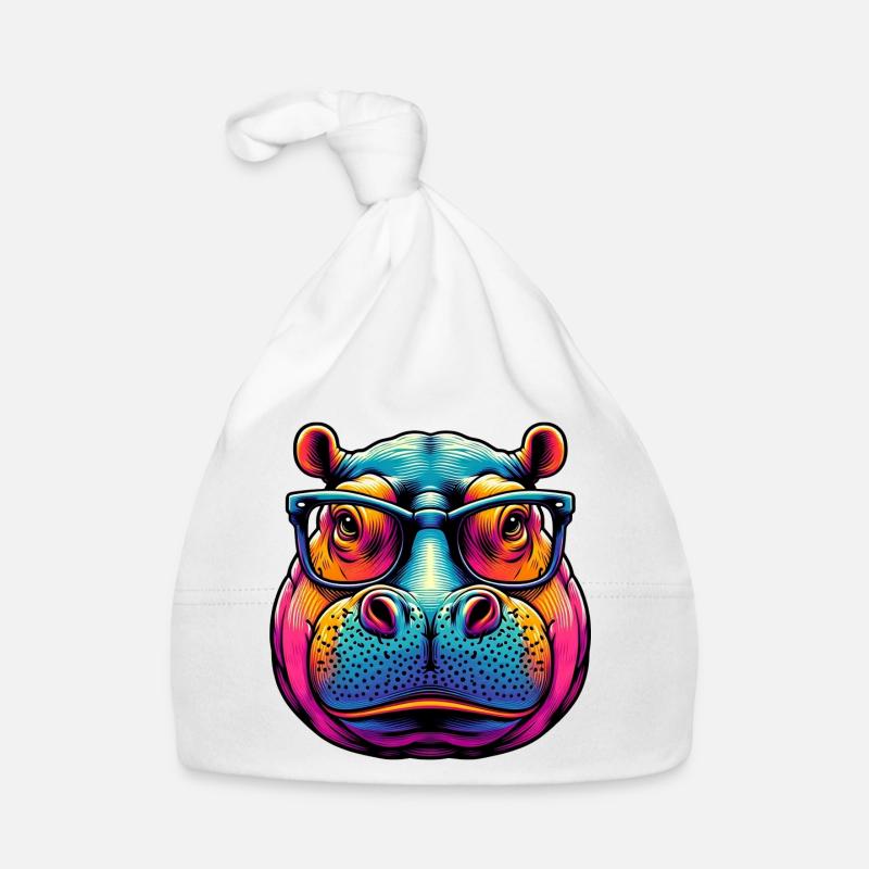 Hippopotame à lunettes Bonnet bio Bébé