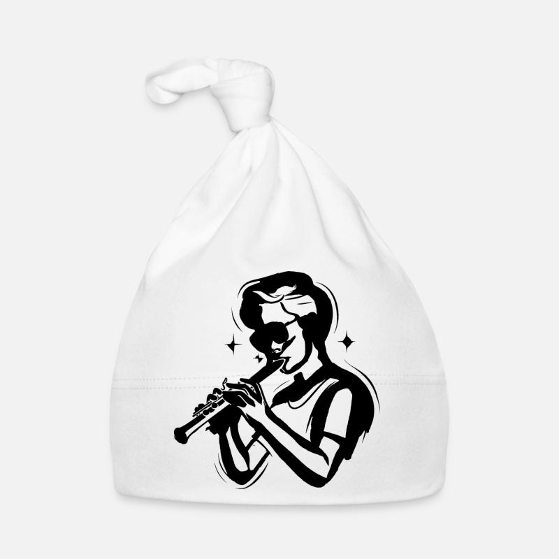 Flute Boy Sketch Organic Baby Cap