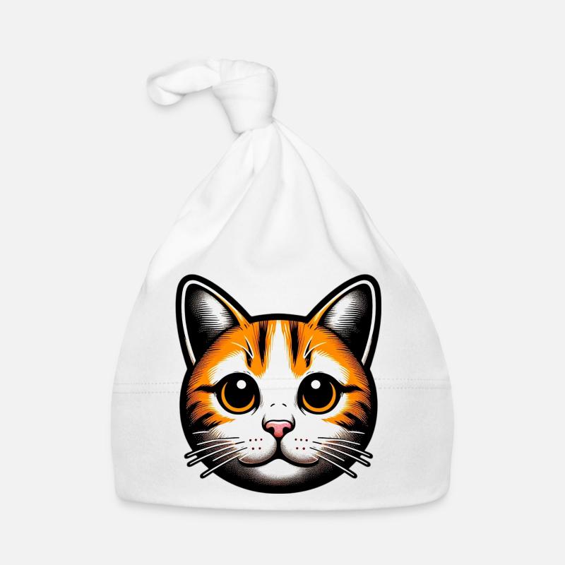 Katze - Baby Bio-Mütze - Weiß