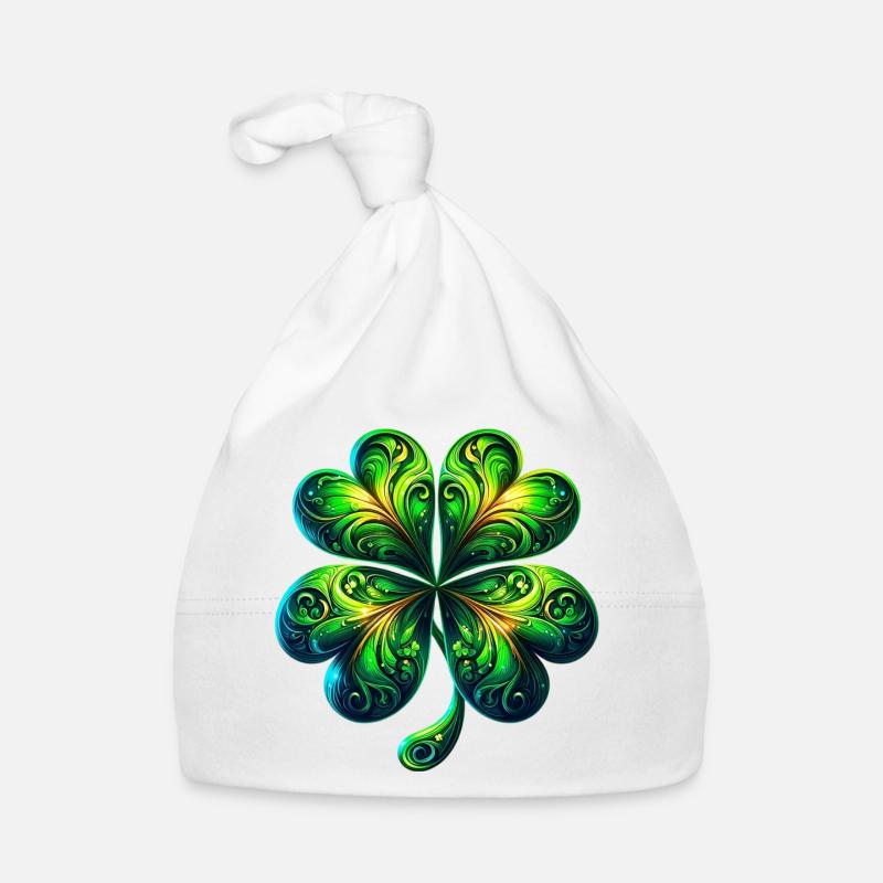 Vierblättriges Kleeblatt Baby Bio-Mütze