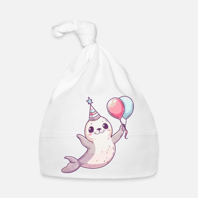 Bande dessinée d’anniversaire d’animal de phoque Bonnet bio Bébé