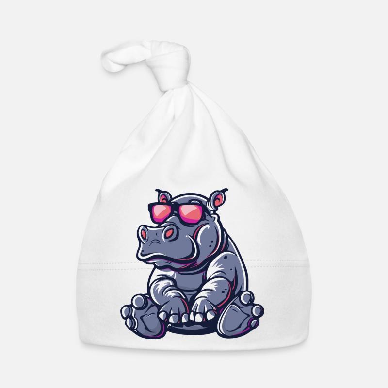 Hippo Comic Cool - Organic Baby Cap - white