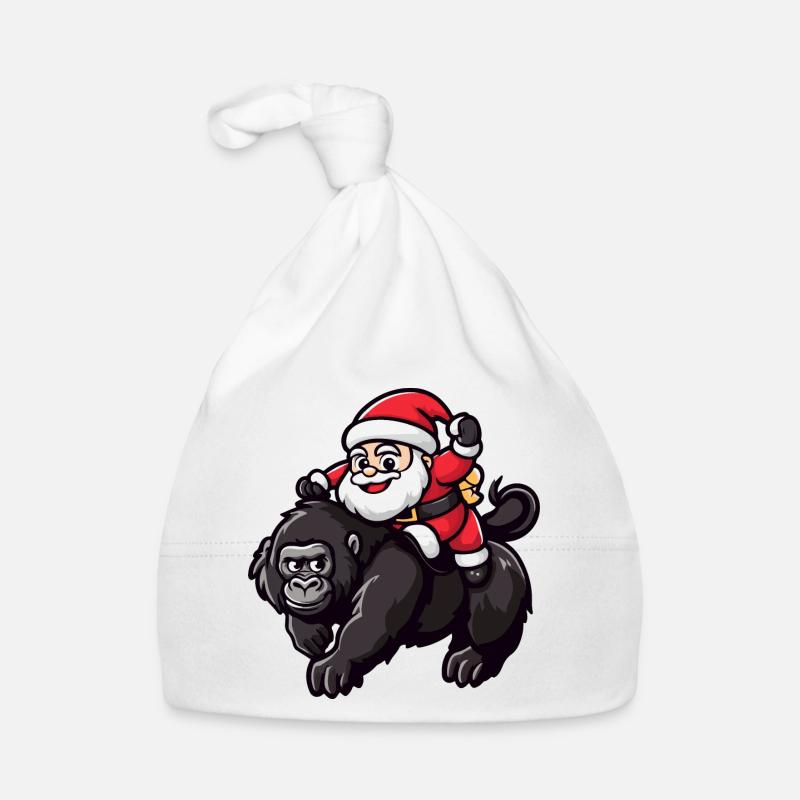 Gorille Père Noël dessin animé Bonnet bio Bébé