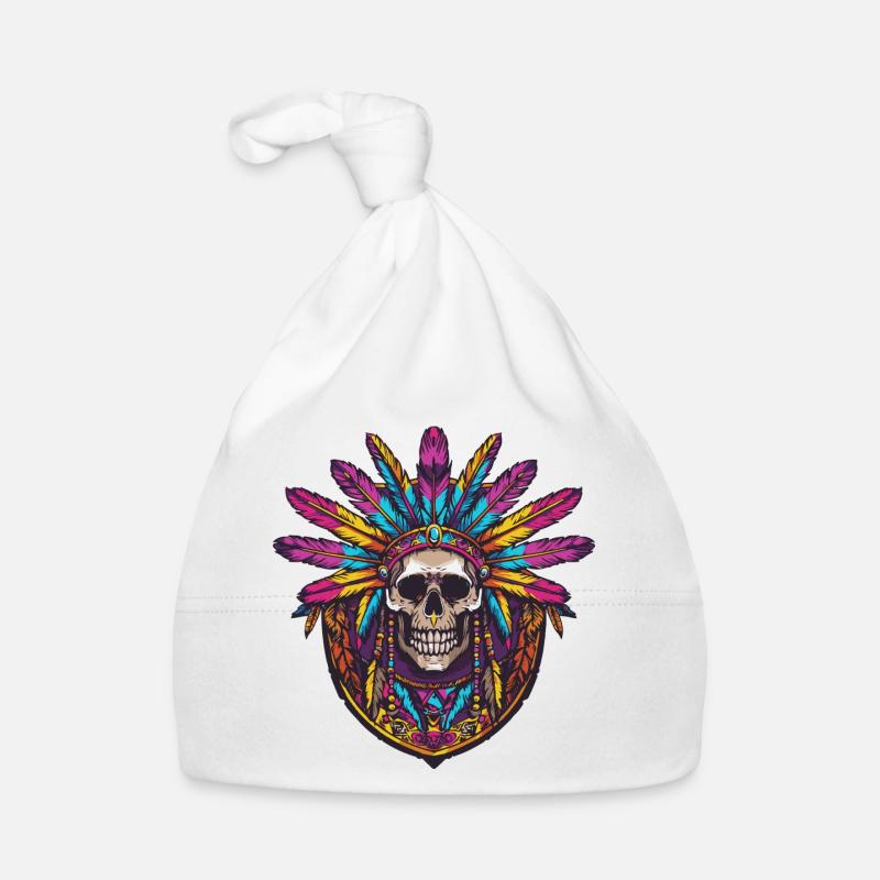 Écusson de crâne indien Bonnet bio Bébé