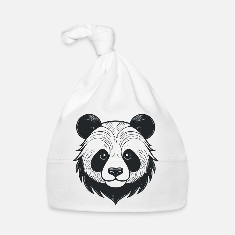 Panda illustration with playful expression Organic Baby Cap