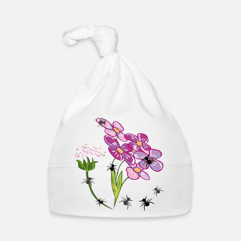 Fleurs avec des fourmis insectes Bonnet bio Bébé