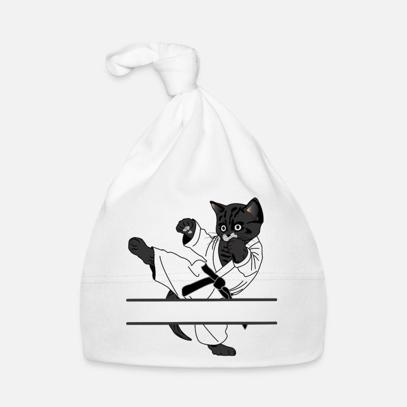Black Cat Karate Kick Baby Bio-Mütze