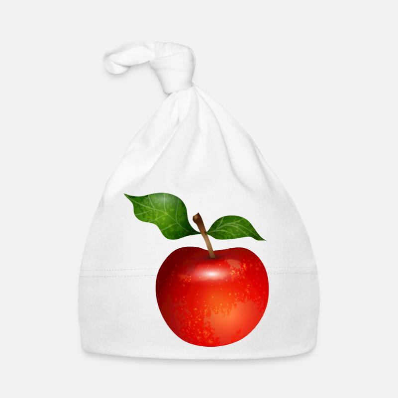 Leuchtend roter Apfel mit Blättern Illustration Baby Bio-Mütze