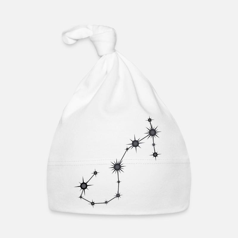 Scorpion Étoile Constellation Signe du zodiaque Noir Gris - Bonnet bio Bébé - blanc