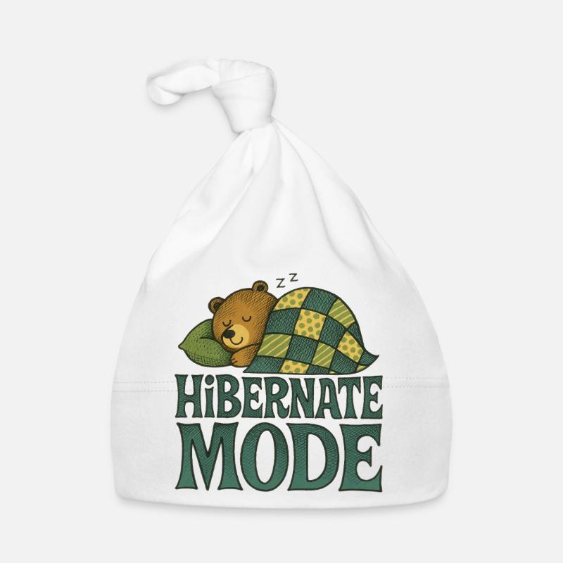 Hibernation Mode Bear Design Organic Baby Cap