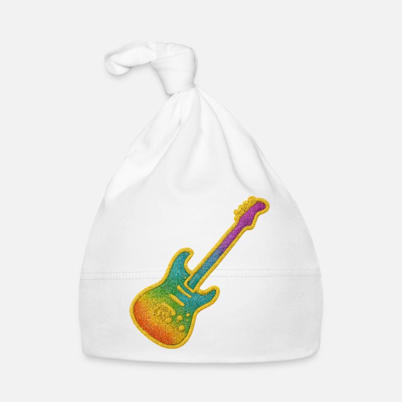 Colorful Glitter Guitar Rock Design Organic Baby Cap
