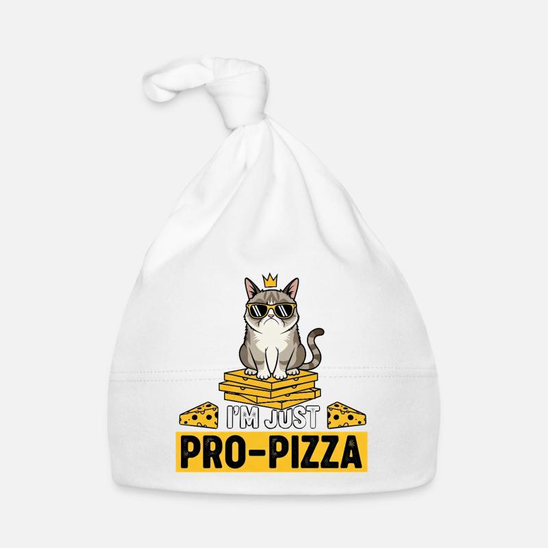 Katzen-Pizza mit Sonnenbrille und Krone Baby Bio-Mütze