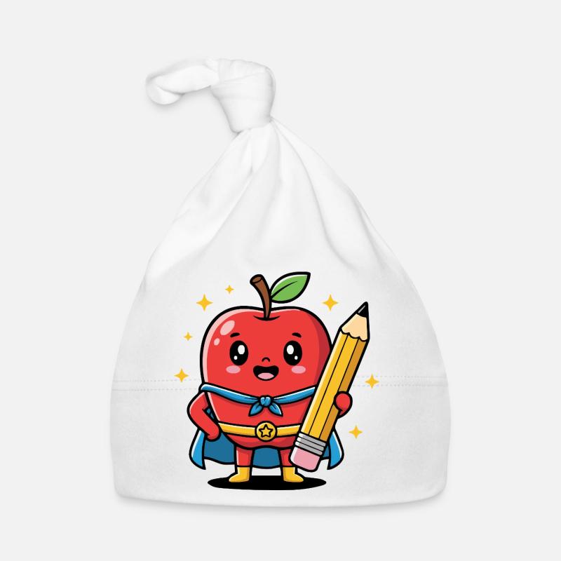 Teacher Cartoon Fruit with Pencil Organic Baby Cap