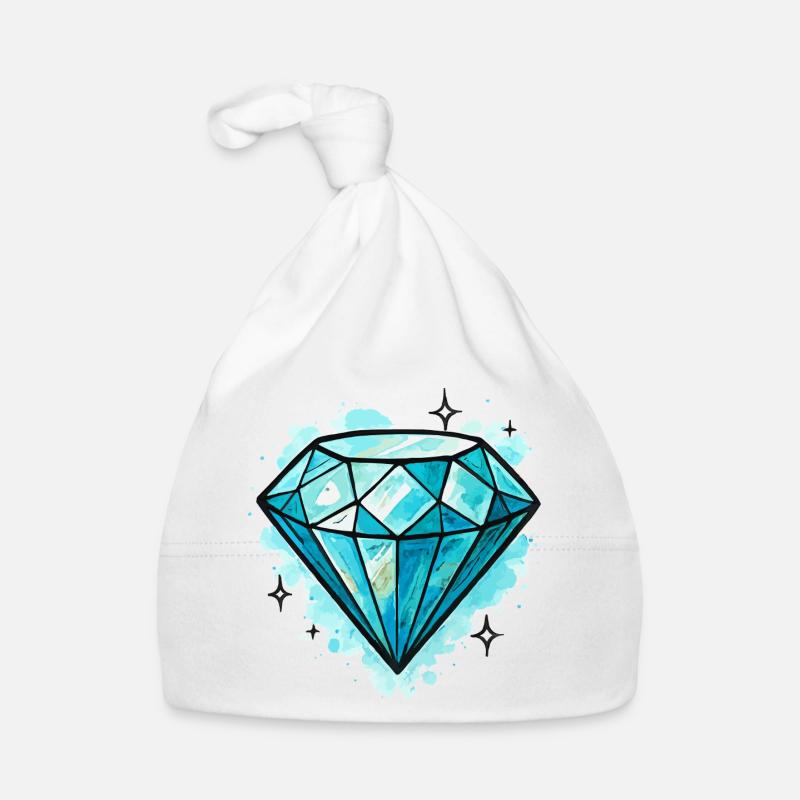 Blue Diamond Crystal Illustration Organic Baby Cap
