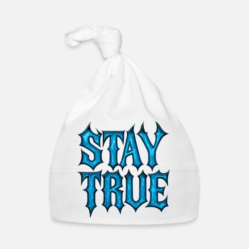 Stay True Design – Sei du selbst Statement - Baby Bio-Mütze - Weiß