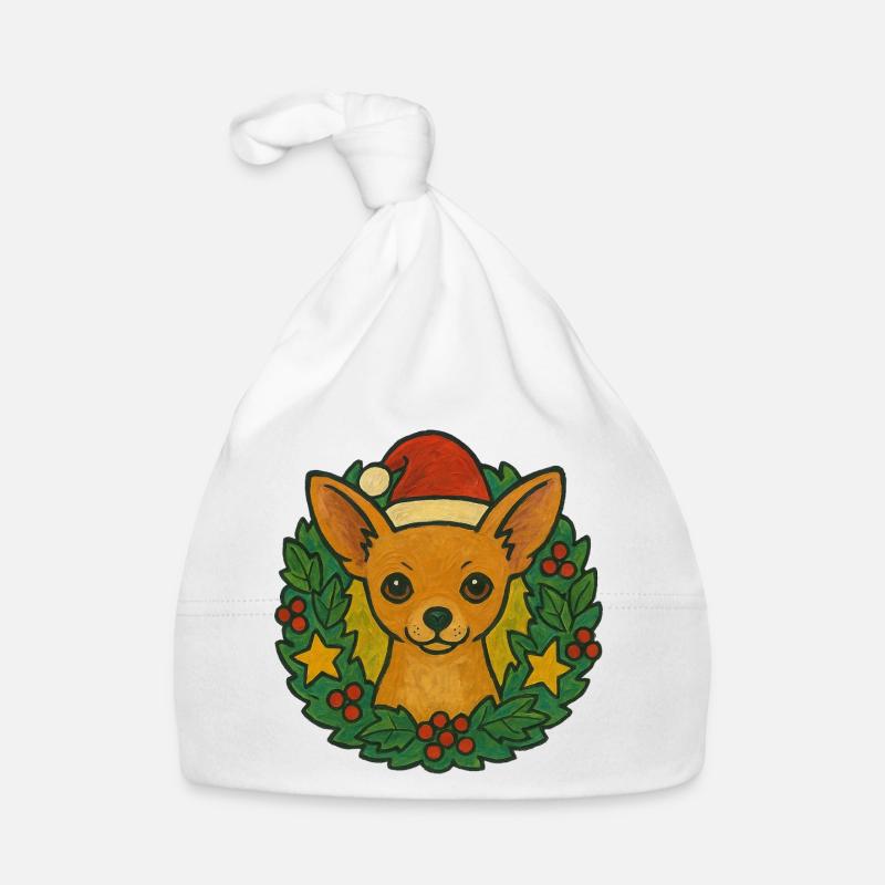 Chihuahua Weihnachtskranz Baby Bio-Mütze