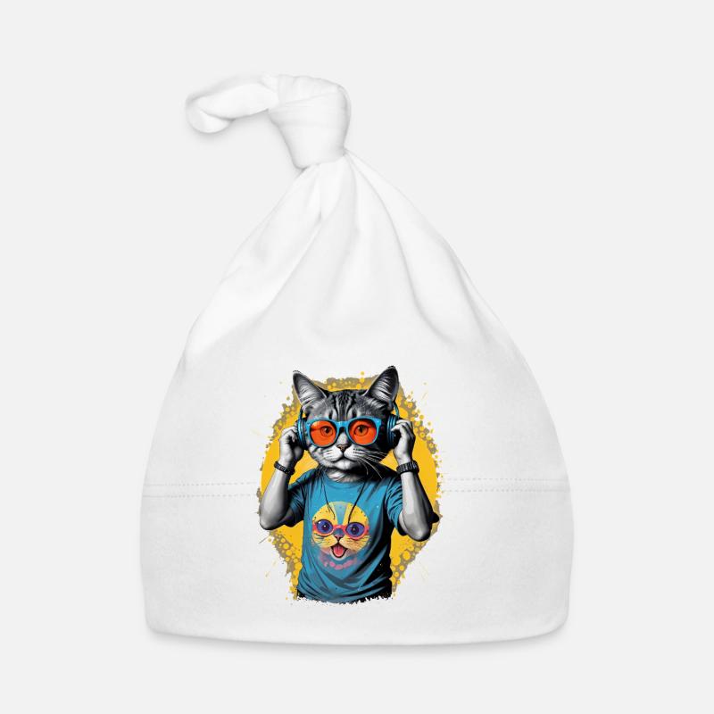 Neon Cat DJ Vibe Tee Organic Baby Cap