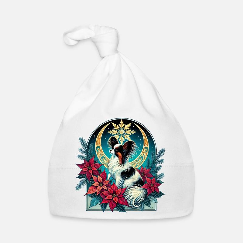 Himmlisches Papillon unter den Weihnachtssternen Baby Bio-Mütze