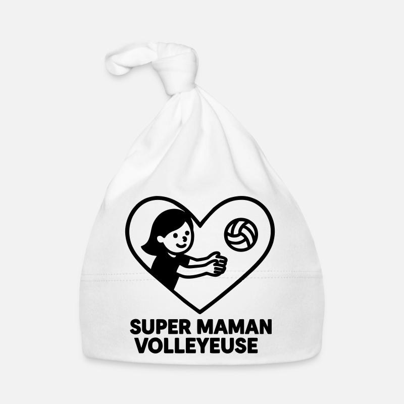 Super maman volleyeuse – Cœur volley Volleyball Bonnet bio Bébé
