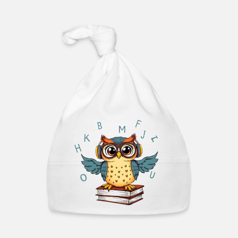 Eule auf Büchern Baby Bio-Mütze