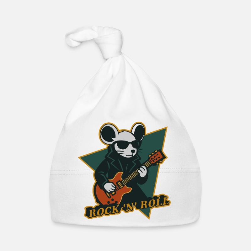 Souris avec guitare Cartoon cool Bonnet bio Bébé
