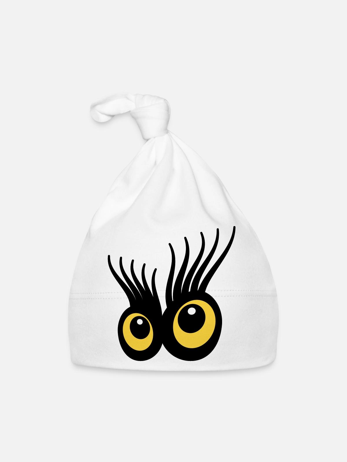 Yeux - Bonnet bio Bébé - blanc - Devant