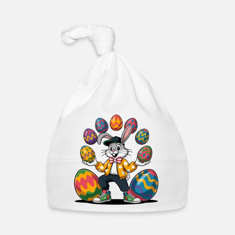 Osterhase mit bunten Eiern Baby Bio-Mütze