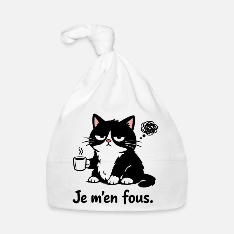 Es ist mir egal – blase Katze und Café-Humor Baby Bio-Mütze