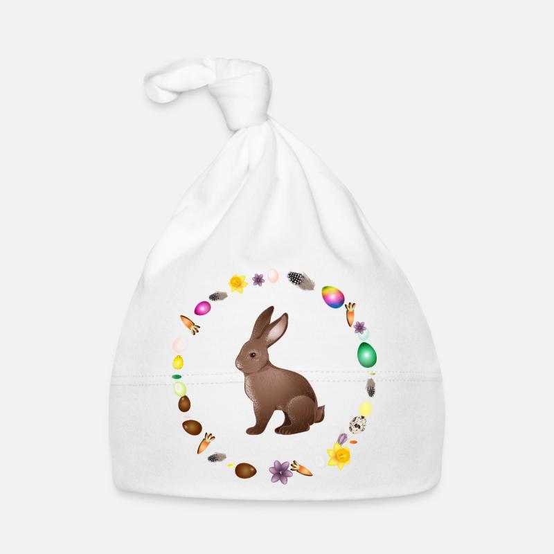 Easter bunny in Easter spring wreath Organic Baby Cap