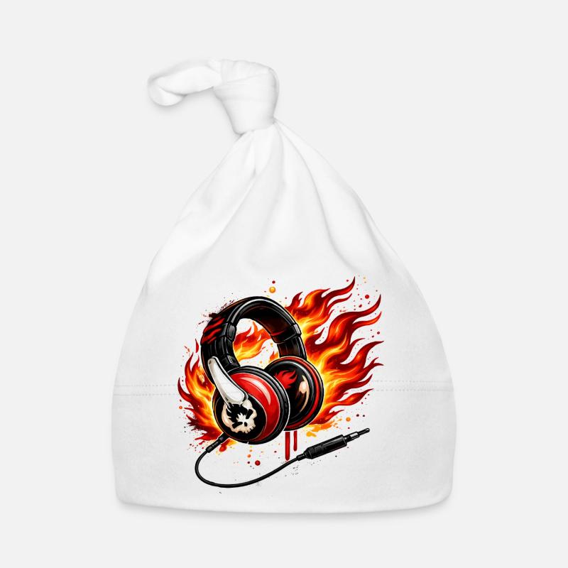 Flame Headphone Skull Design Organic Baby Cap