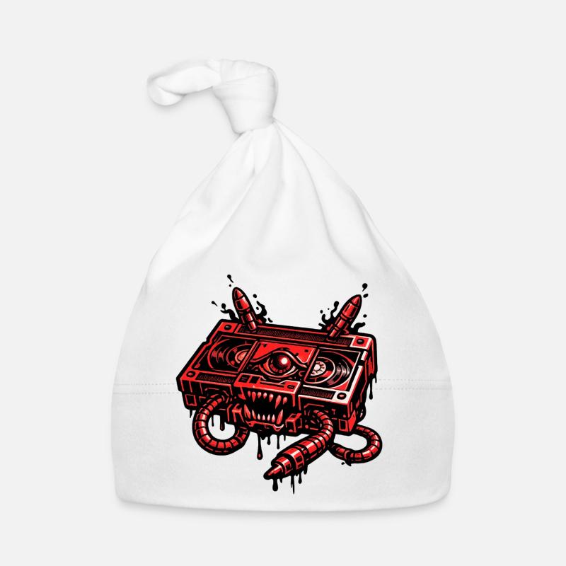 Red Demon Robot with Cable Hands Organic Baby Cap