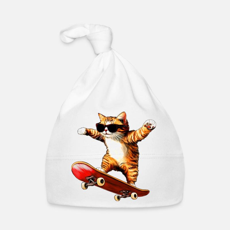 Cat Skateboard Organic Baby Cap