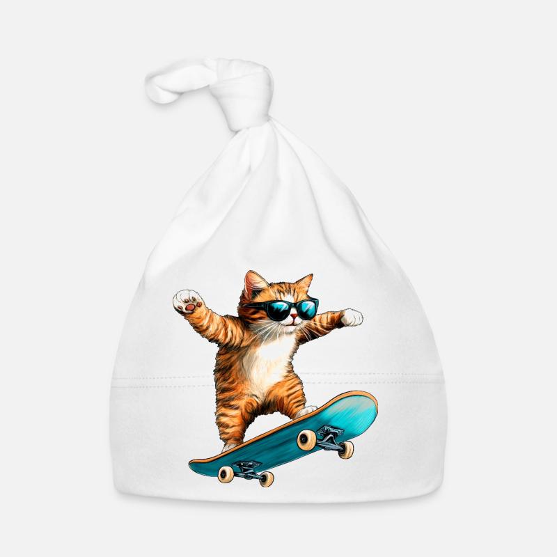 Cat Skater Organic Baby Cap