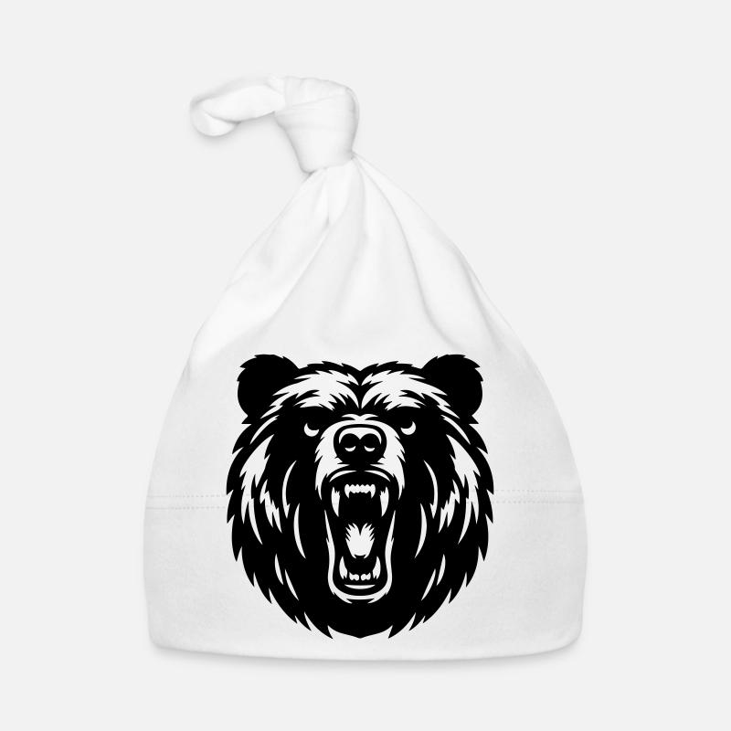 Grizzli russe – Motif fort ! - Bonnet bio Bébé - blanc