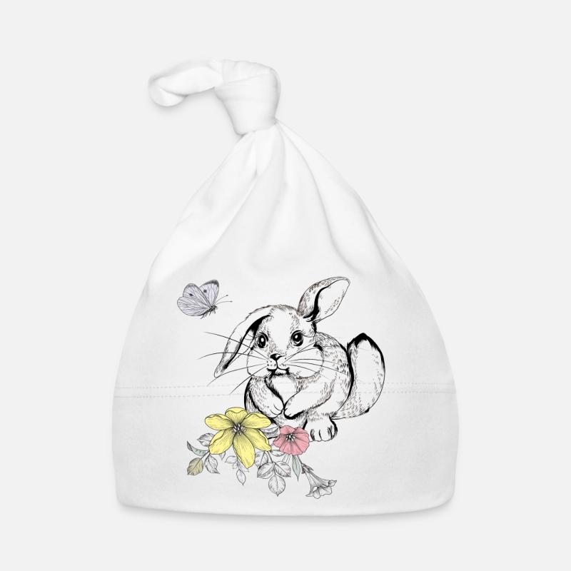Hase in einer Blumenwiese Baby Bio-Mütze