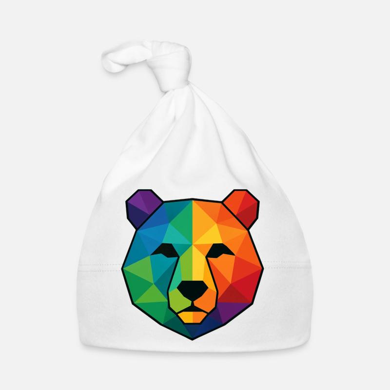 Colorful pop art low poly bear Organic Baby Cap