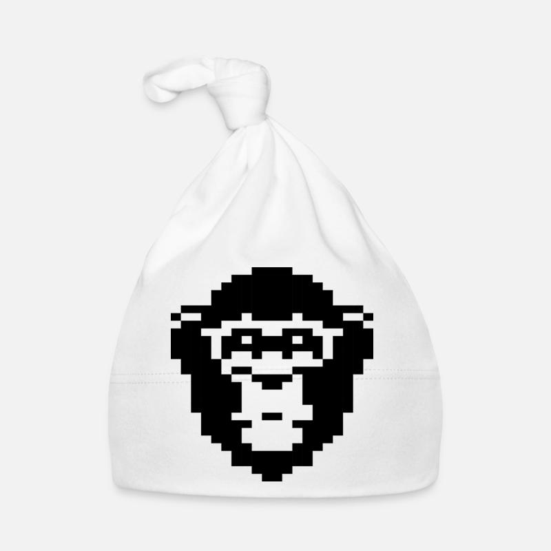 pixelated monkey face design Organic Baby Cap