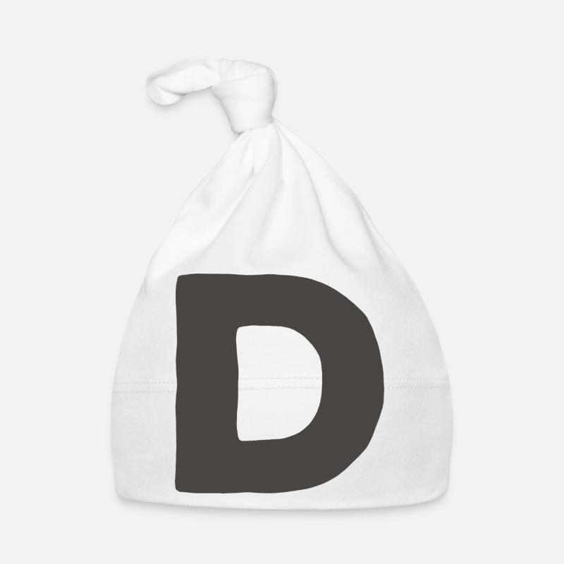 Minimal Letter D Bold Monogram Typography Organic Baby Cap