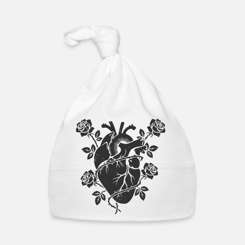 Anatomisches Herz Rosen Gothic Baby Bio-Mütze
