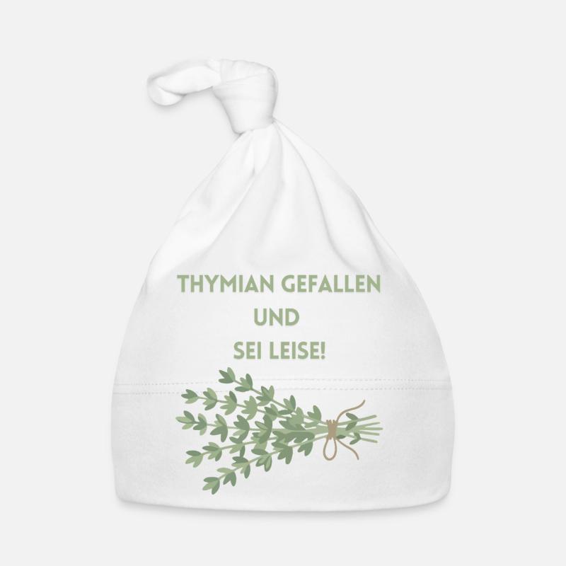 Thymian Gefallen und Sei Leise - Baby Bio-Mütze - Weiß