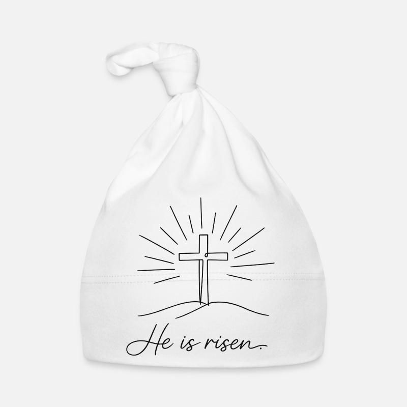 Crucifix He is Risen Easter Jesus Organic Baby Cap