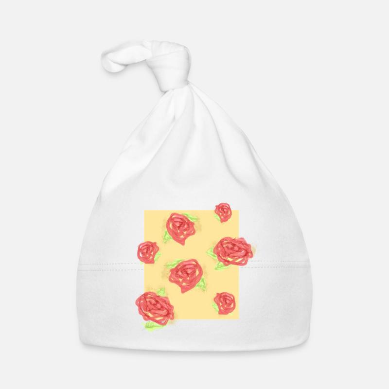 Pastel roses on cream Organic Baby Cap