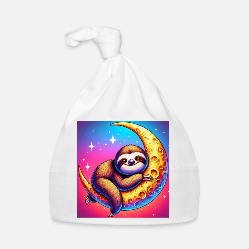 Sloth sleeps hugging the moon Organic Baby Cap