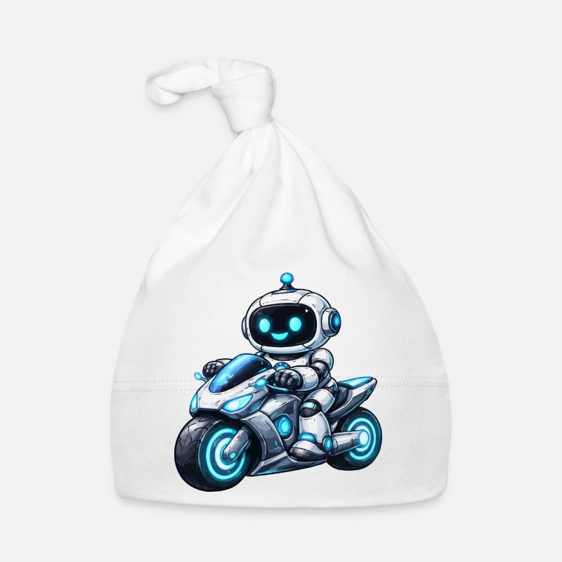 Roboter auf Motorrad Baby Bio-Mütze