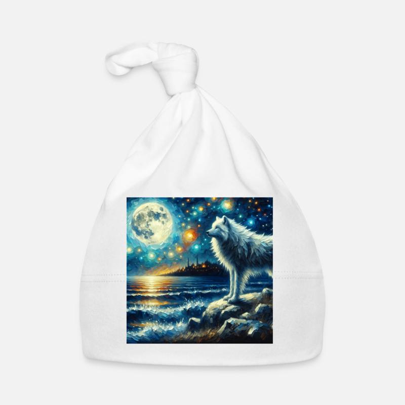 Arctic Wolf Starry Night Organic Baby Cap